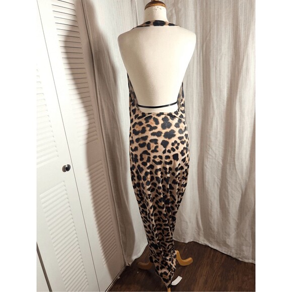 Missguided Dress Size L Modern Halter Cheetah Mob Wife Old Money Maxi Dress - Picture 4 of 5